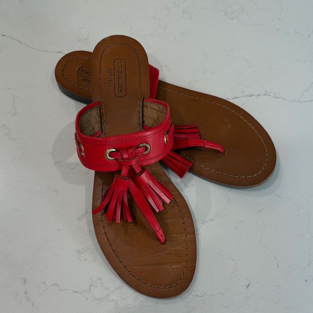 Coach Sheena Red Leather Sandals